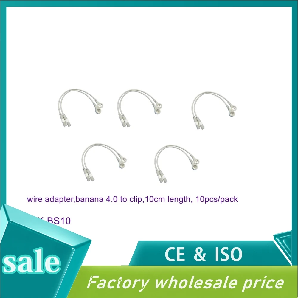 10pcs/set Compatible wire adapter,banana 4.0 to snap,10cm length, Cables Wires 4.0 Plug