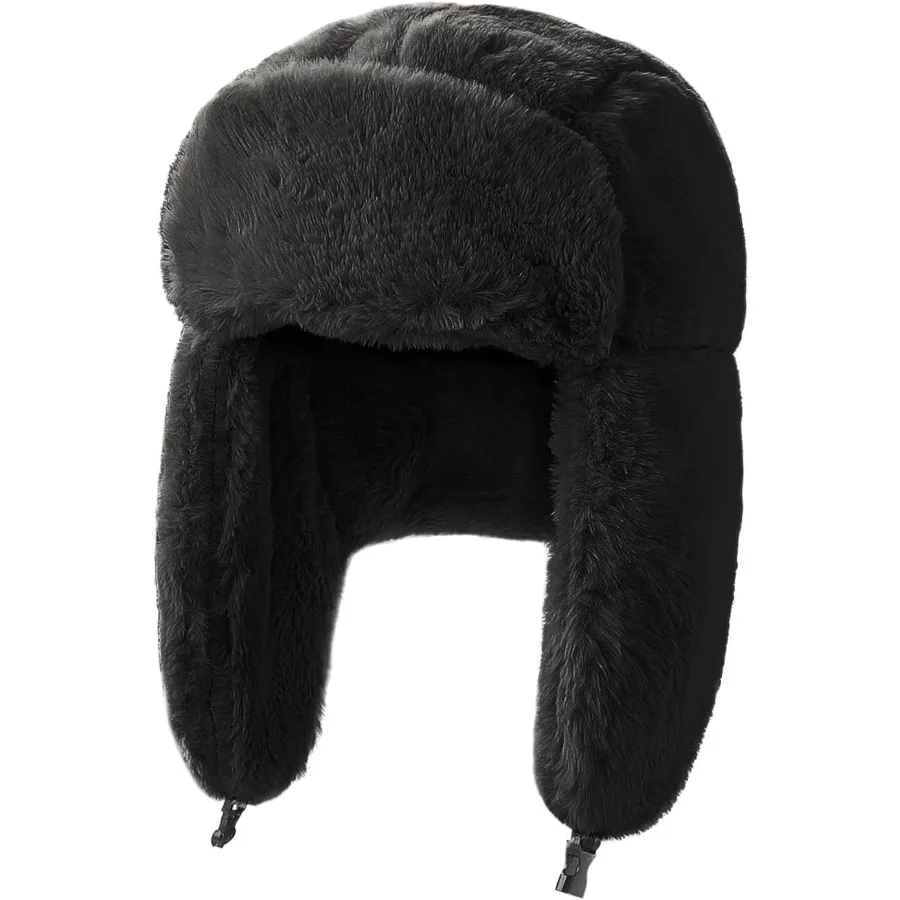 

Winter Trapper Trooper Hat Faux Fur Russian Ushanka Hat Earflap Hunting Cap Plush Eskimo Cap for Men Women