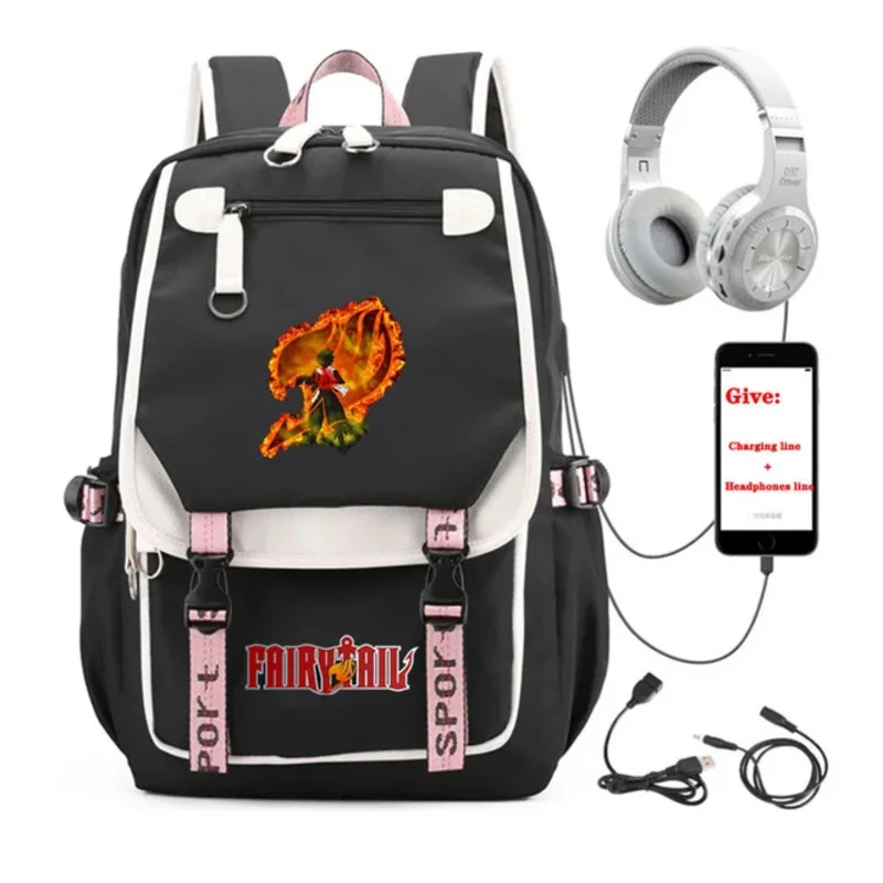 Anime Fairy Tail Rucksack Unisex Reise rucksack Schüler Schule Bücher tasche USB Aufladen Teenager Laptop Packs ack