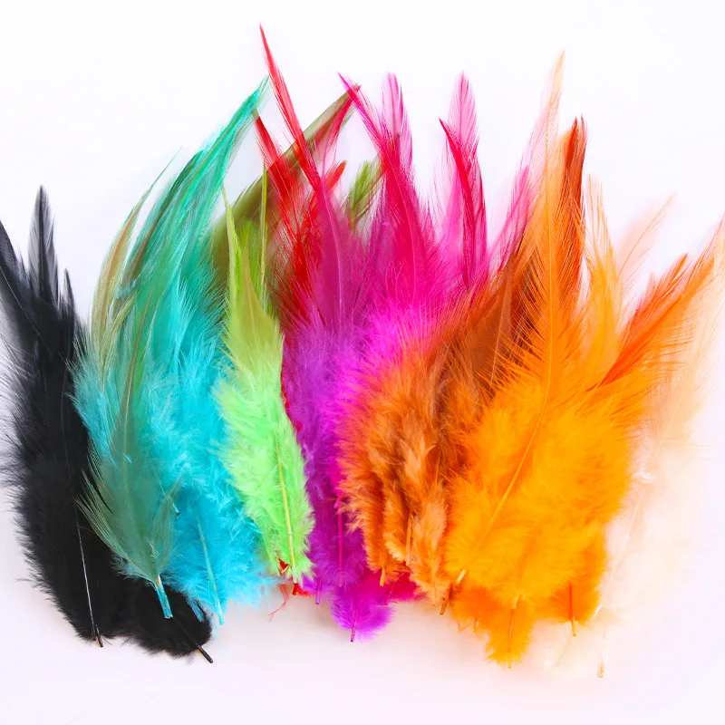 50pcs Rooster Feather Colored Chicken Feather for craft Dreamcatcher Cat Stick Decorative Jewelry Accessories Handmade Material