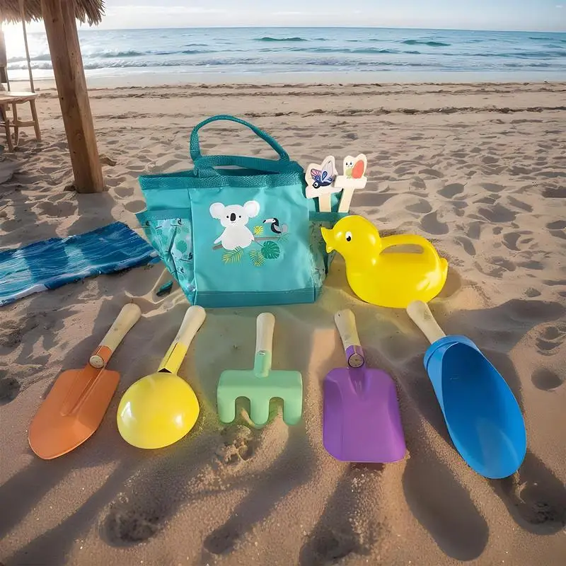 Sand Beach Toys 9pcs Travel Sand Toys Digging Tools Kit For Pool Garden Vacation Funny Activities For Boys Girls Ages 3+