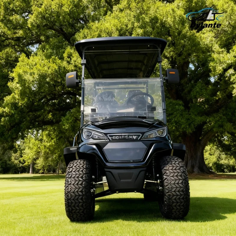 عربة جولف كهربائية تتسع لـ 6 أشخاص من المصنع، مركبات الاستقبال في الملاهي، عربات الشاطئ مع إطارات للطرق الوعرة للزجاج الأمامي قابلة للطي