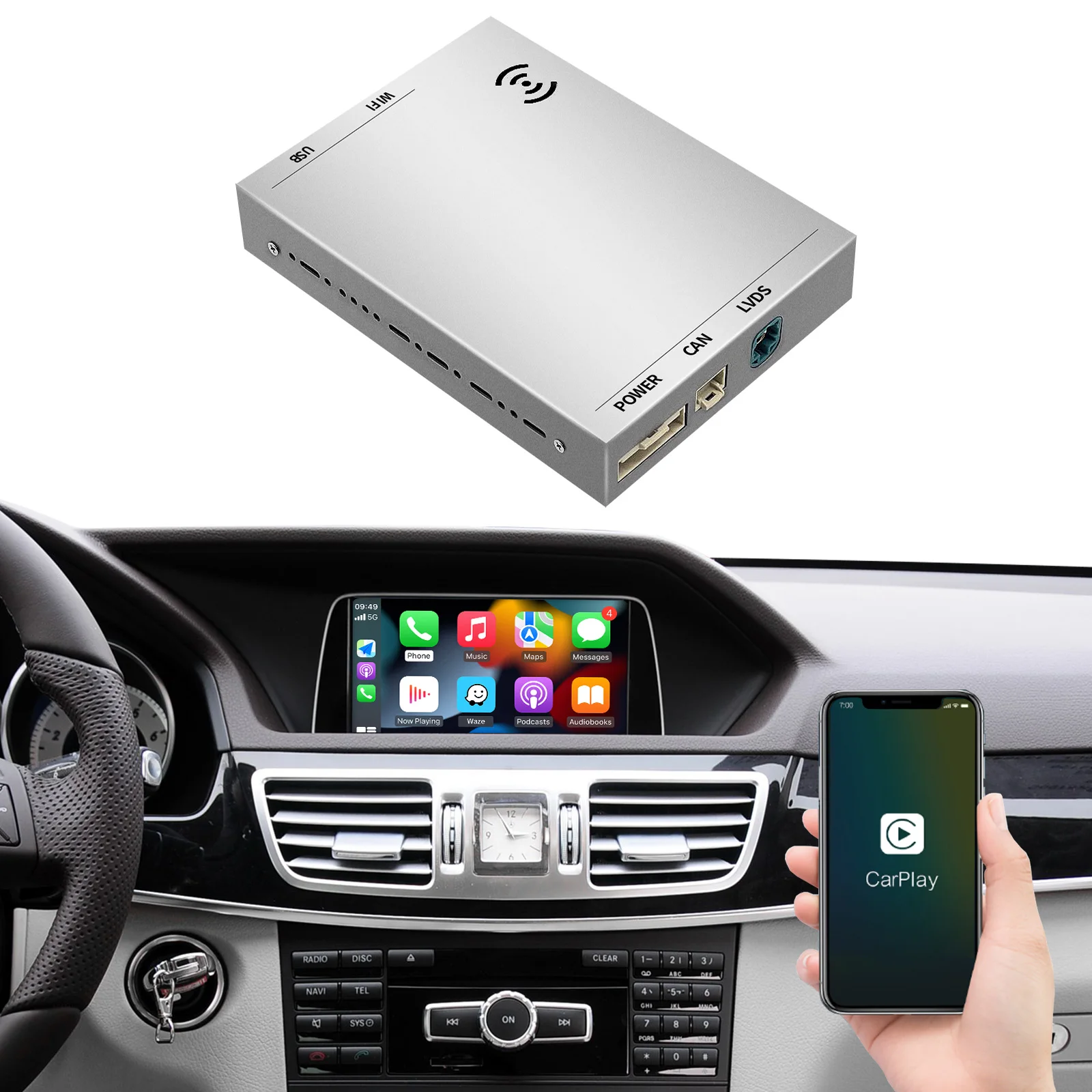 Autoabc Android Auto Upgrade DVD Player Mercedes Benz NTG4.5/5.0/ W204 W205 W117 Radio Head Unit Wireless Carplay Voice Control