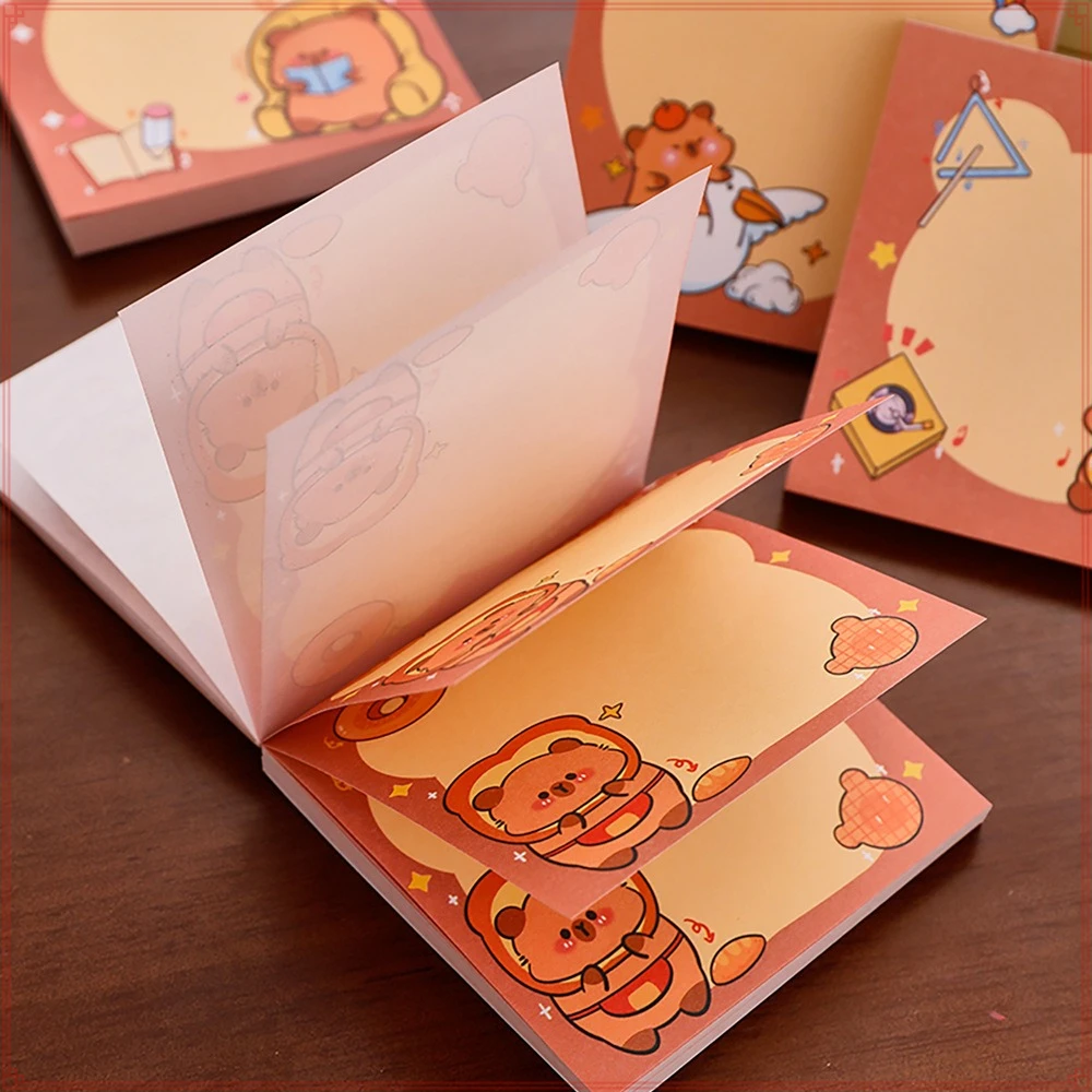 12 Pcs Writing Pads Sticky Notes Student Cute Hand Account Decorative Material Paper Cartoon Capybara Tear Notes Back To School