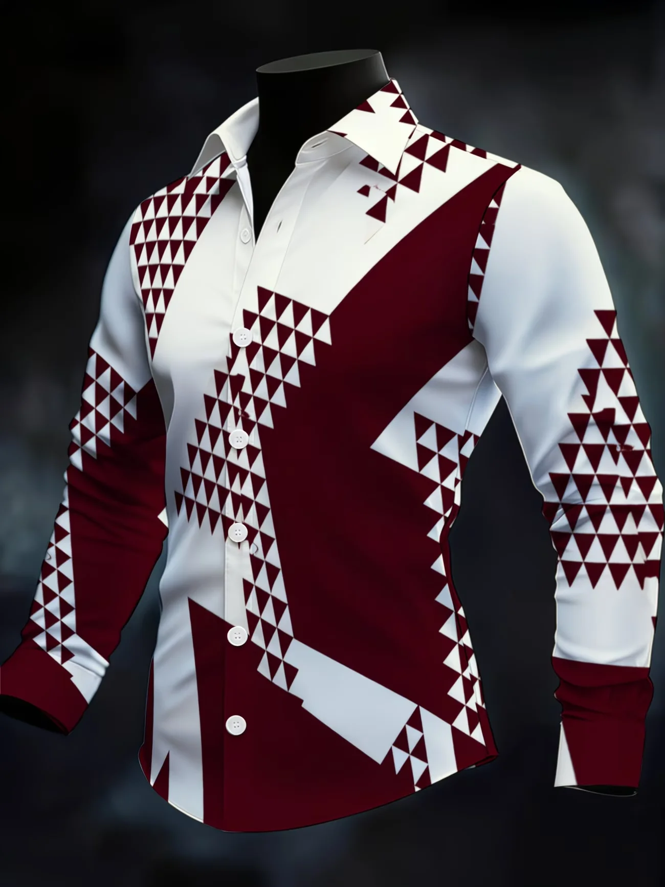 New men's fashionable luxury long sleeved shirt with high-definition 3D animal print shirt and line pattern top