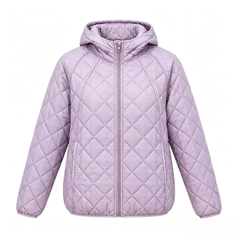 New 2026 Lightweight Autumn Winter Parkas Women Warm Loose Hooded Casual Quilted Outerwear Solid Mom Short Cotton-Padded Jacket