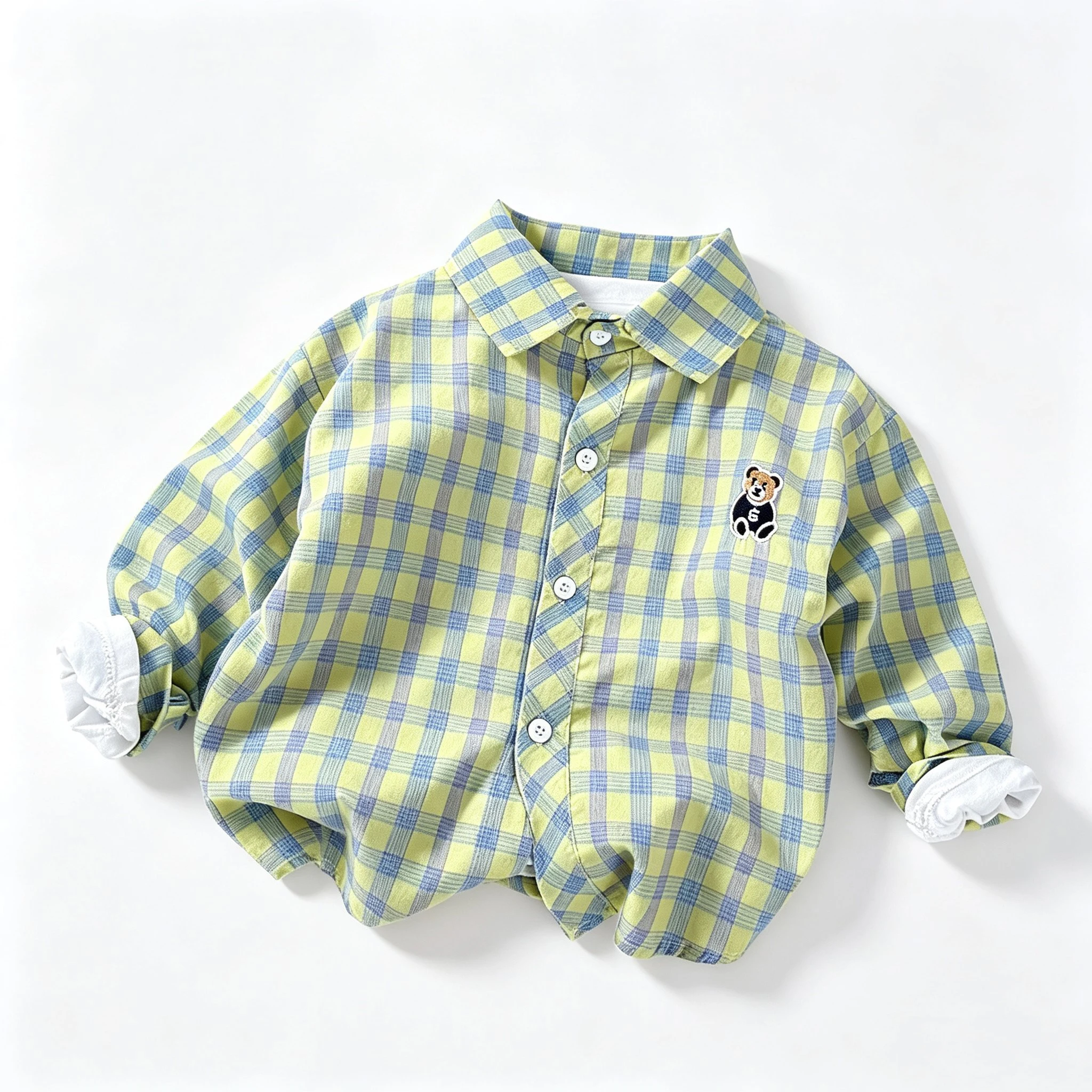 IENENS Boy Shirts Casual Plaid Long Sleeves Blouses Spring Clothes Kids Cotton Tops For 1-4 Years