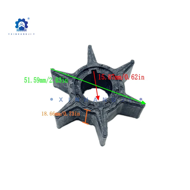 6H4-44352-01 Water Pump Impeller for Yamaha Outboard Motor 2-stroke 25/30/40/50HP，6H4-44352-02，6H44435201，6H44435202
