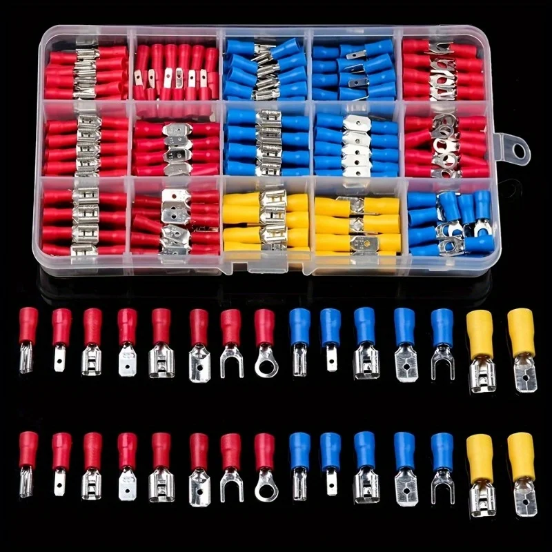 280pcs Cold-pressed Wiring Terminals Boxed Good Conductivity Insulated Safety Used For Multiple Wiring Firm Not Easy To Loosen