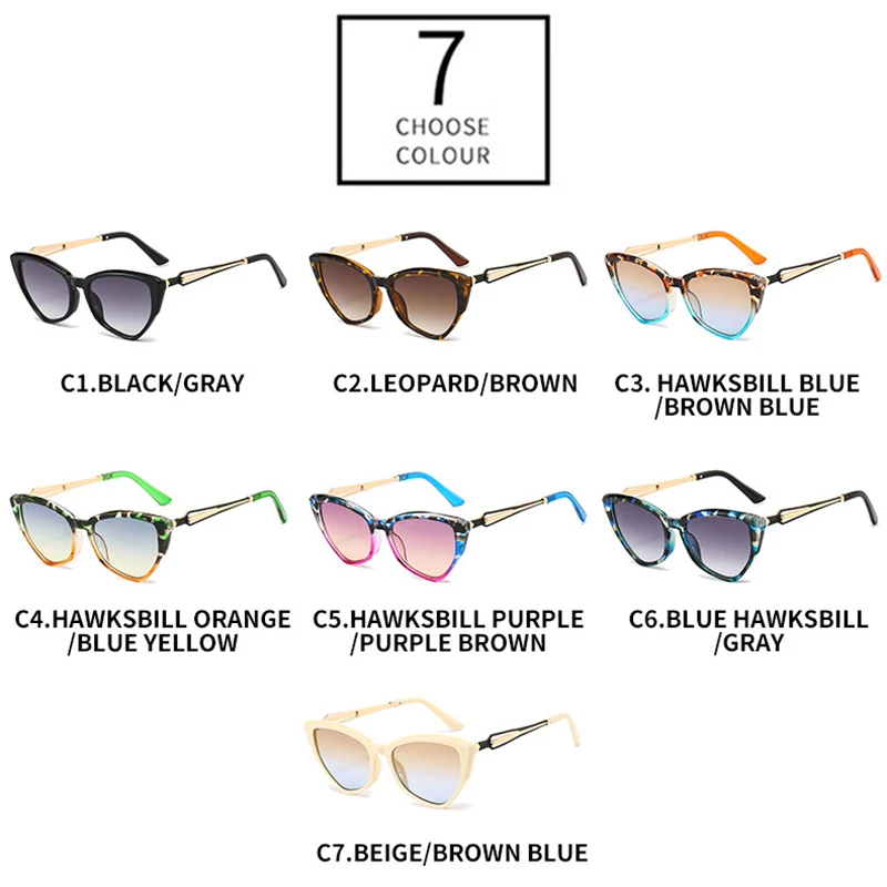 SO & EI Ins شعبية موضة مضلع القط العين الملونة ليوبارد النظارات الشمسية النساء الرجعية التدرج ظلال UV400 تتجه الرجال نظارات شمسية