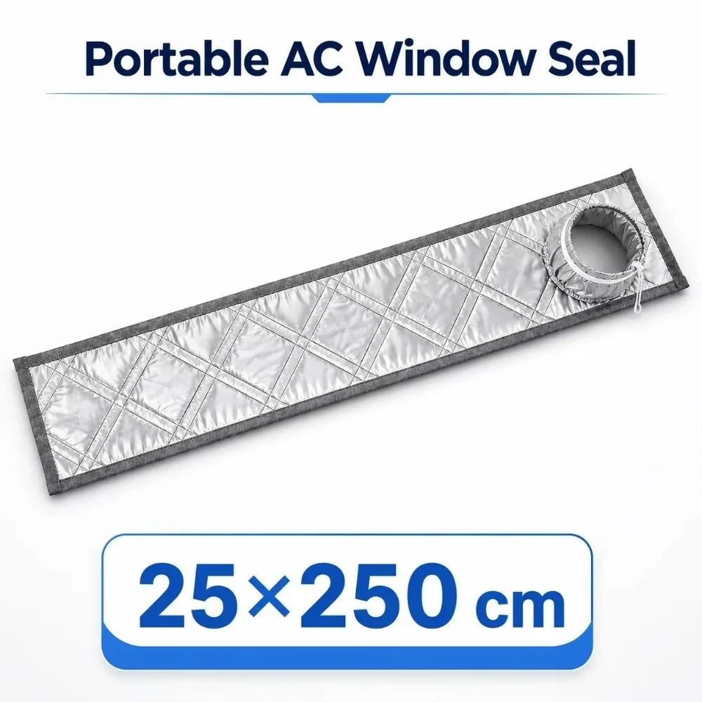 Silver Coated Portable AC Window Seal Oxford Fabric Heat Insulation Air Conditioner Window Seal Quilted Padded Waterproof