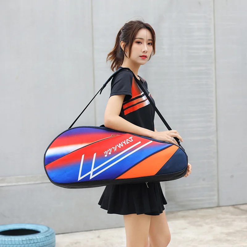 Unisex Sports Shoulder Backpack Fits Up To 3 Rackets, Large Capacity Stain Resistant Easy Clean Badminton Tennis Bag for Gym