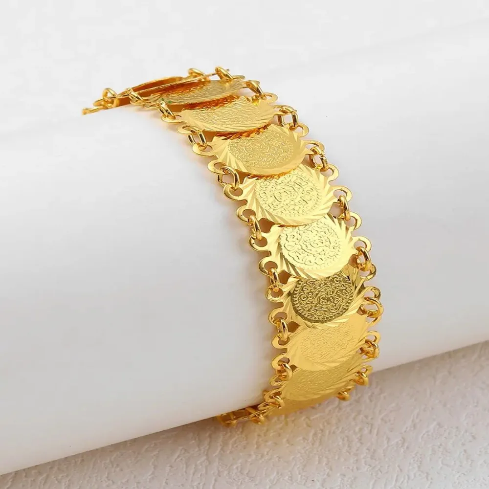 جديد العثمانية التركية المال عملة سوار النحاس الزفاف عملة الكفة أساور تصفيح الذهب والمجوهرات العرقية