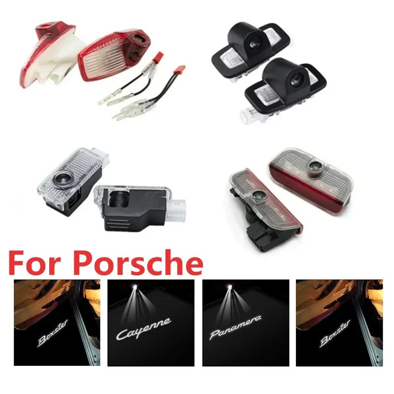 Lámpara LED de bienvenida para puerta de coche, accesorio con 2 piezas, compatible con Porsche Panamera 970 971 Cayenne 958 955 Macan 95b Boxster Cayman 981