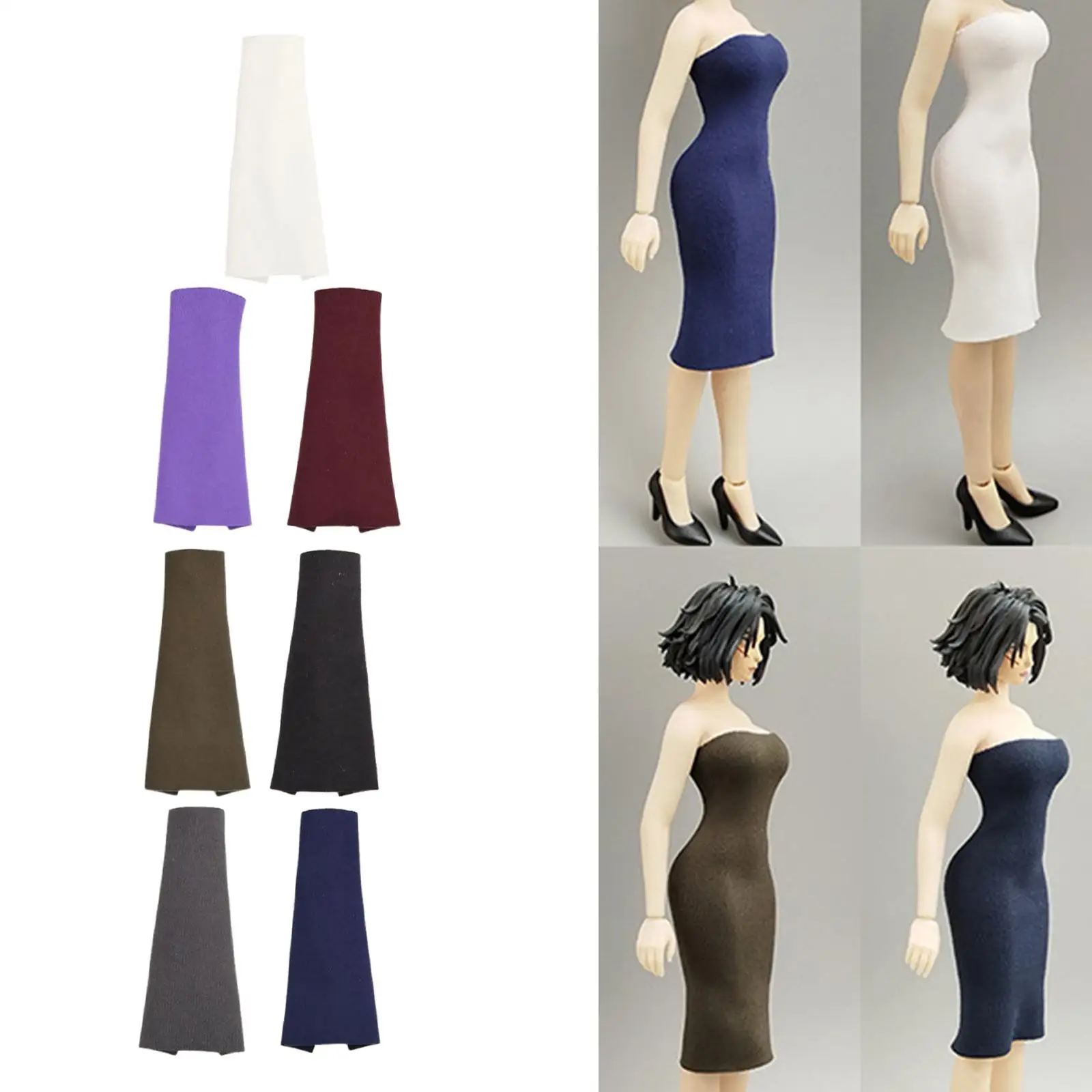 

1/12 Bodycon Dress Mini Maxi Dress Cosplay Retro Fashion Sleeveless Clothes for