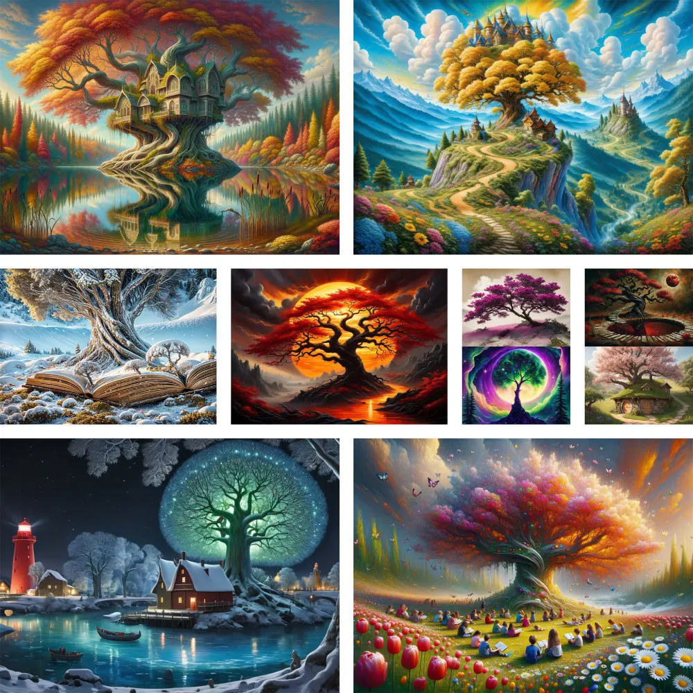 Landscape Strange Tree DIY Painting By Numbers Set Acrylic Paints 50*70 Boards By Numbers Wall Decoration For Kids Wall Art