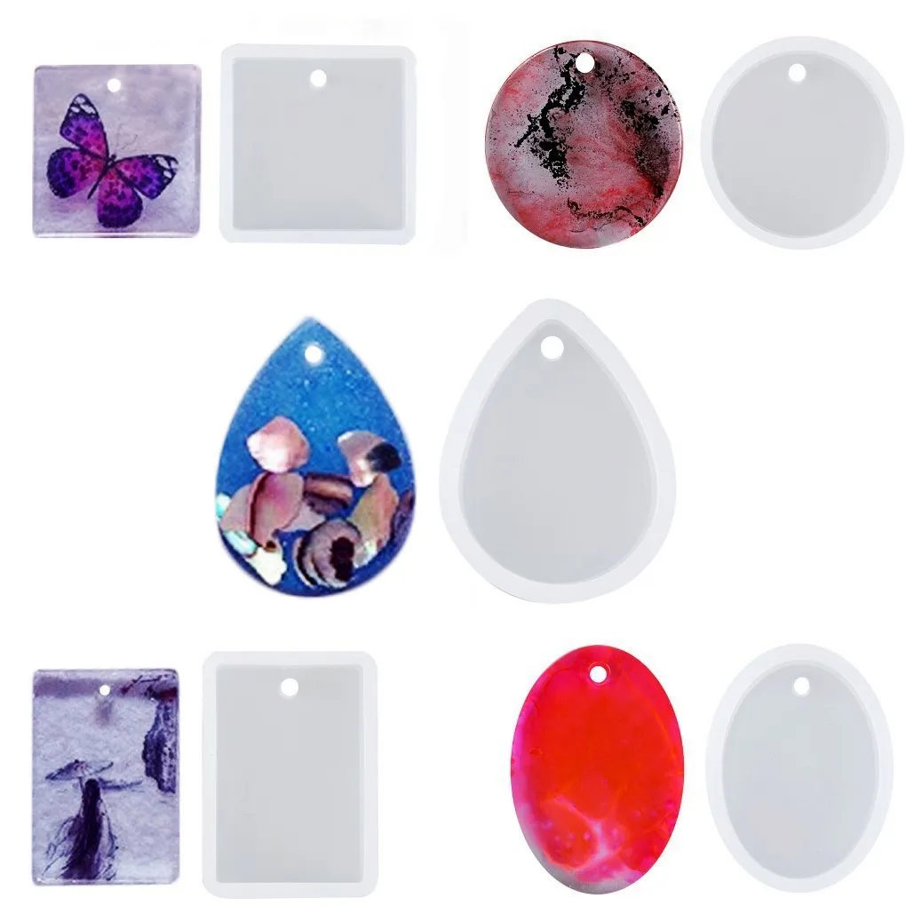 Clearance Sale 5 Styles Geometric Silicone Molds Round Oval Rectangle Square Drop Handmade Tool Epoxy Resin Silicone Molds