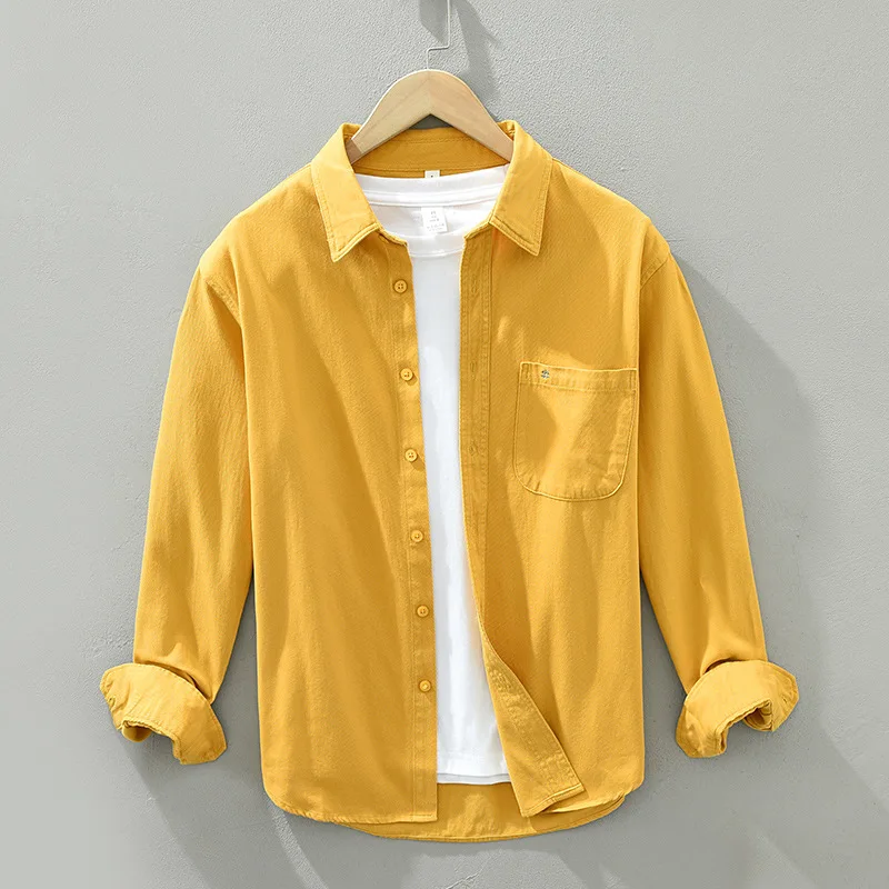 

Men's Casual Long Sleeve Cotton Shirt Vintage Japanese Style Spring Autumn Pure Cotton Simple Artistic Trendy Versatile Top