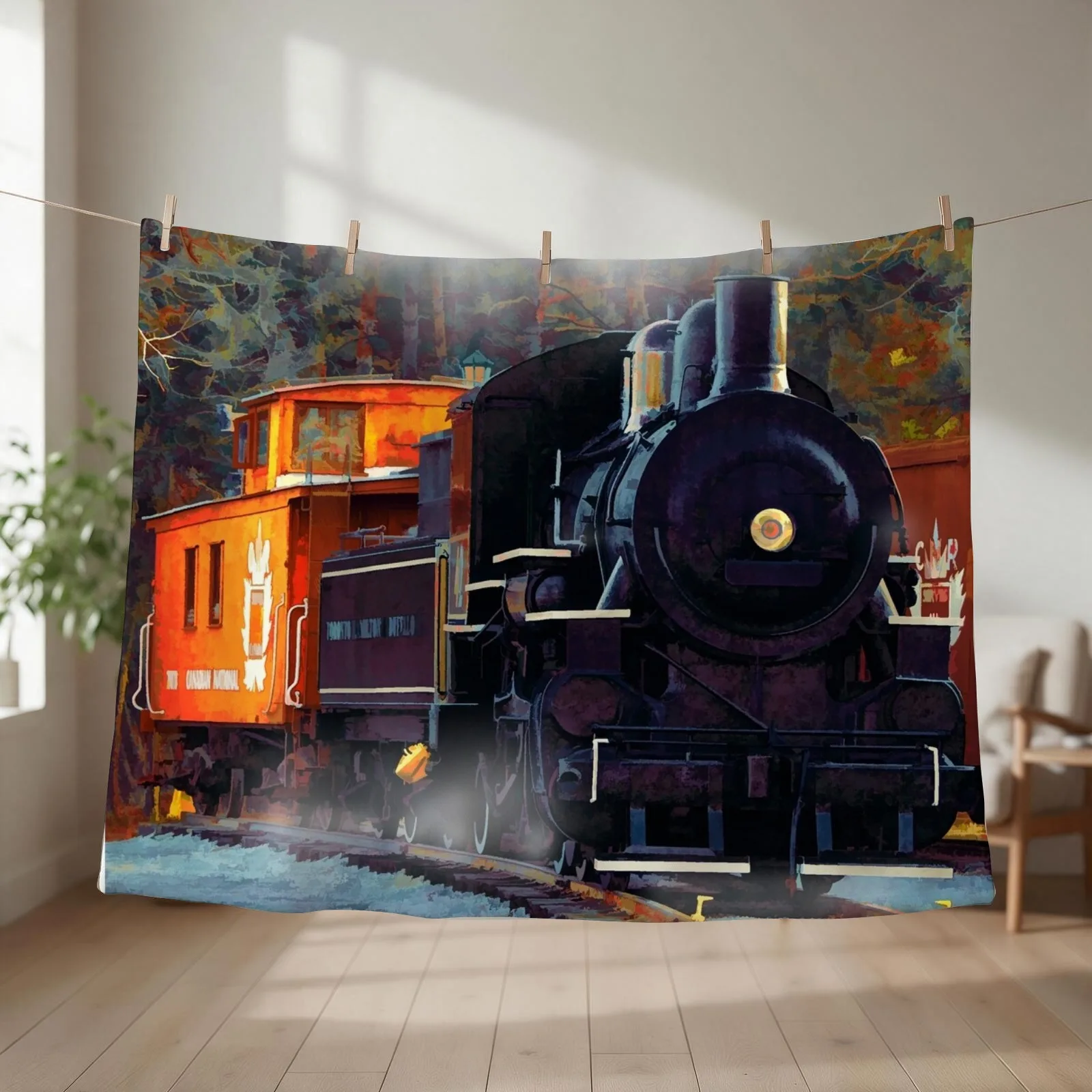 The Rail Yard-Steam Train Throw Blanket