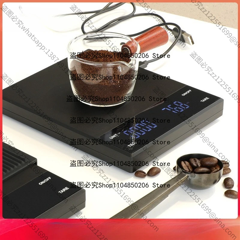Suitable for LED Touch Smart Hand-brewed Coffee Electronic Scale, Chronograph Kitchen Scale, Black