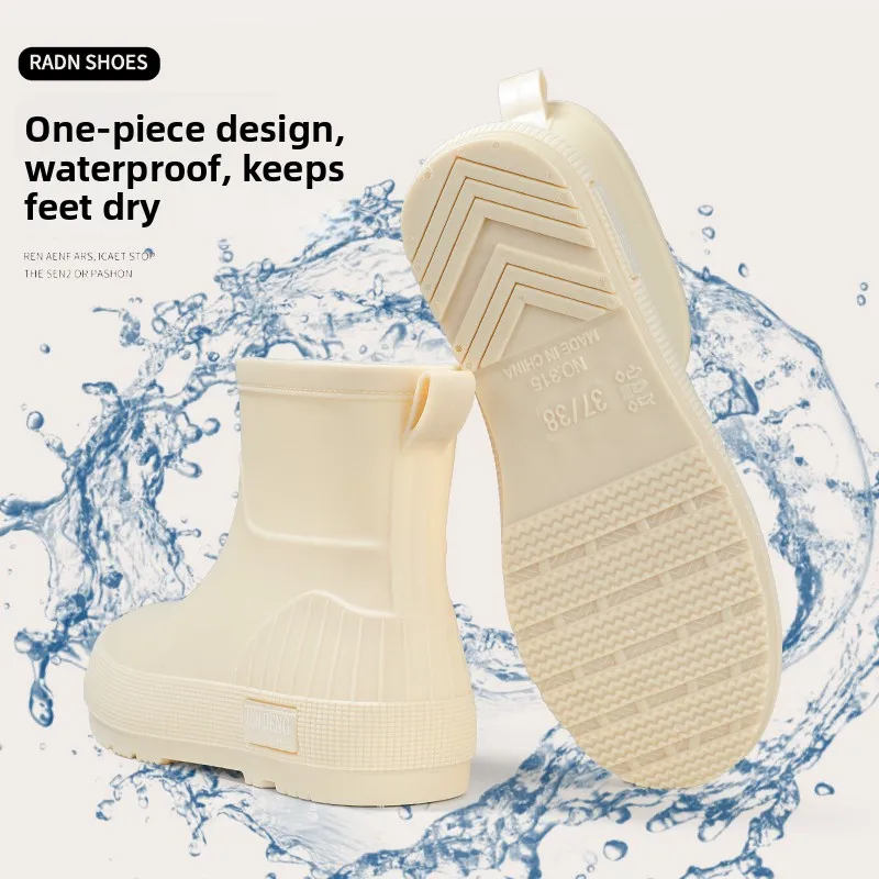 Comfortable Fashionable Low Cut Soft Rubber Waterproof Non-Slip Kitchen Rain Boots Women's Military Style Short Tube Rain Shoes