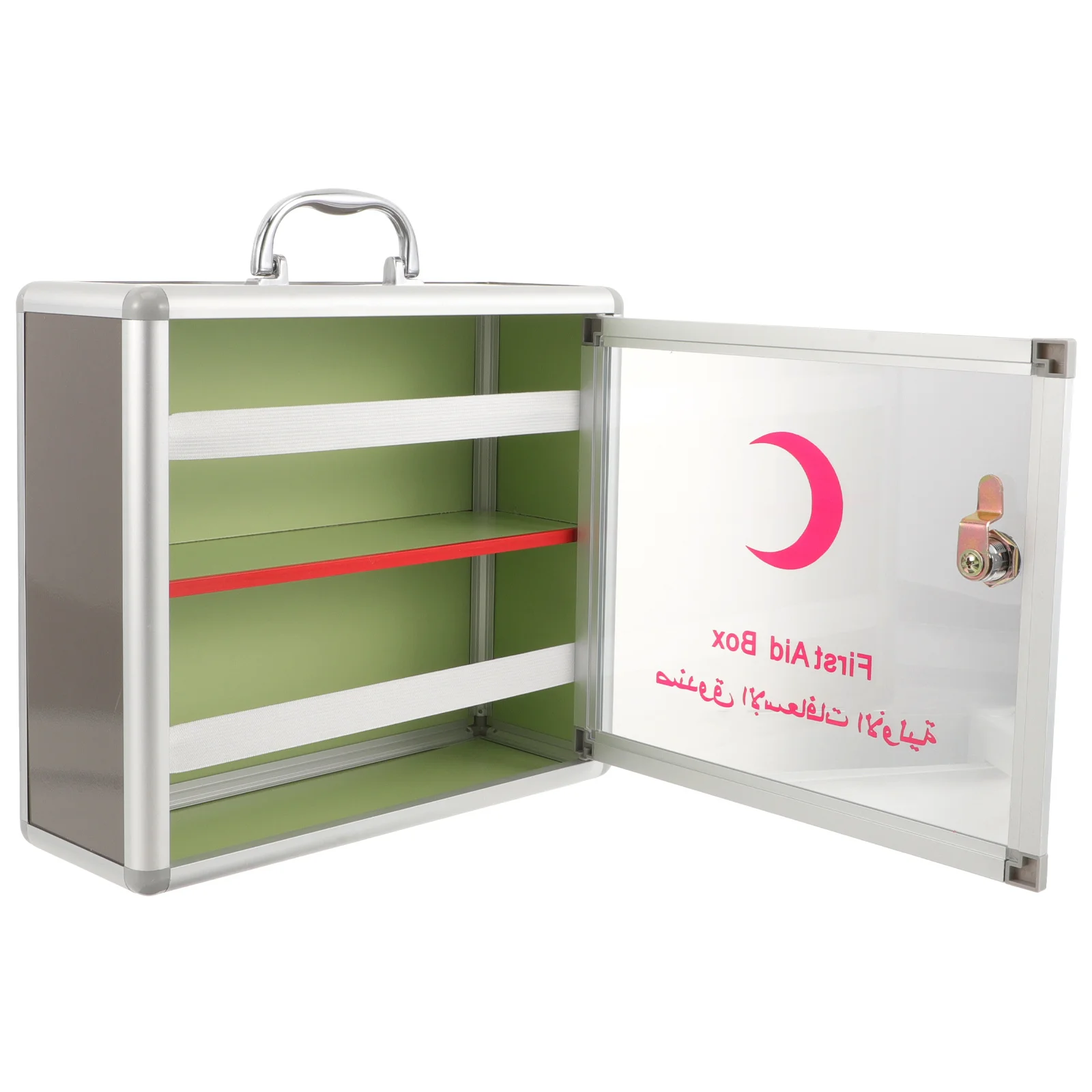 صندوق دواء للطوارئ مصنوع من سبائك الألومنيوم الشفاف بسعة كبيرة للتعليق على الحائط حقيبة تخزين للإسعافات الأولية قابلة للقفل ومتينة #3