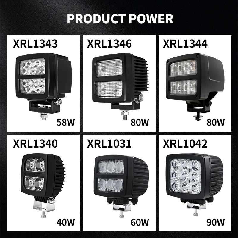 Nordic Style 60w 90w 55w Square Concentrator Floodlight Industrial Vehicle Waterproof Heavy Duty Excavator Truck Tractor