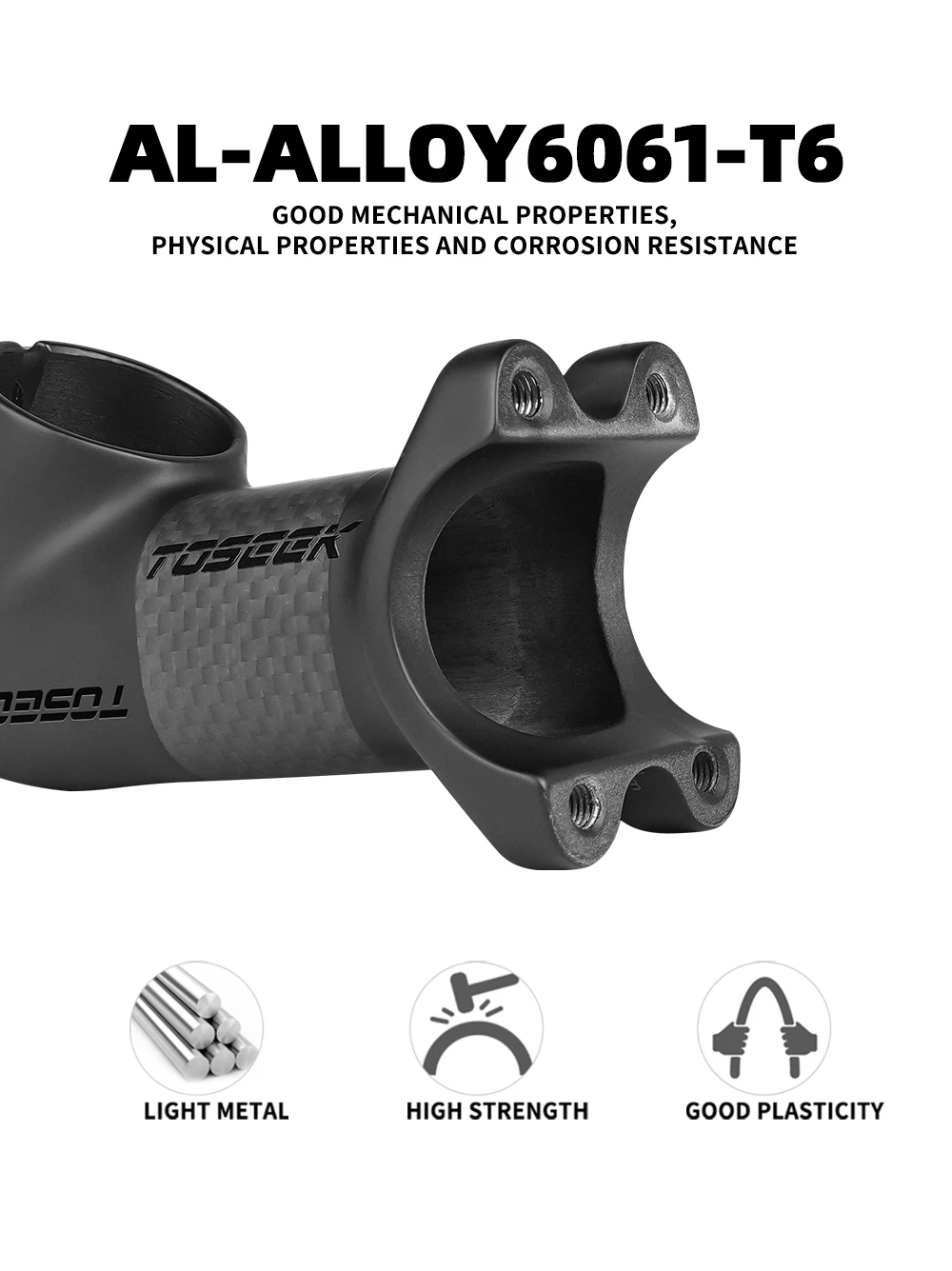 TOSEEK Fahrradvorbau 31,8 mm Lenkervorbau MTB Rennrad Vorbau Winkel 25/35 Grad 60/70/80/90/100/110 mm Matt Schwarz Grau Silber – Detail 7