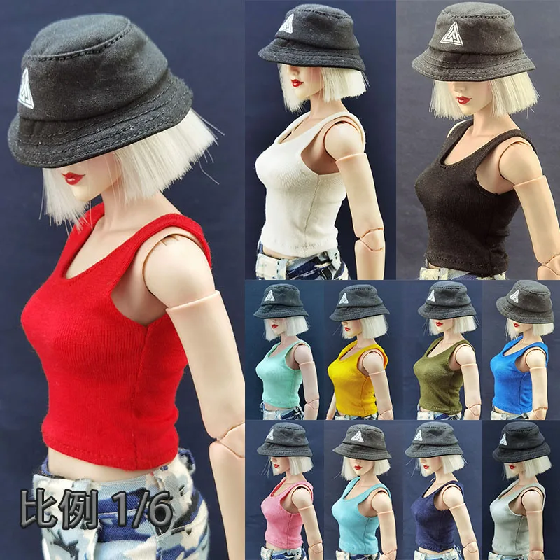 

12-inch women's soldier figure vest with multiple colors |1/6 scale girls' tank-top | 30 CM doll's sleeveless tee|BJD clothes