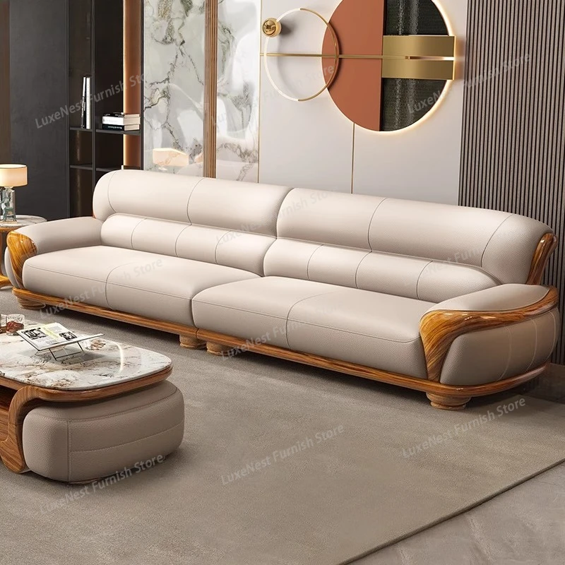 

First Layer Cowhide Straight Row Sectional Sofa Luxury Furniture For Living Room Genuine Leather Europe And America Large Sofa