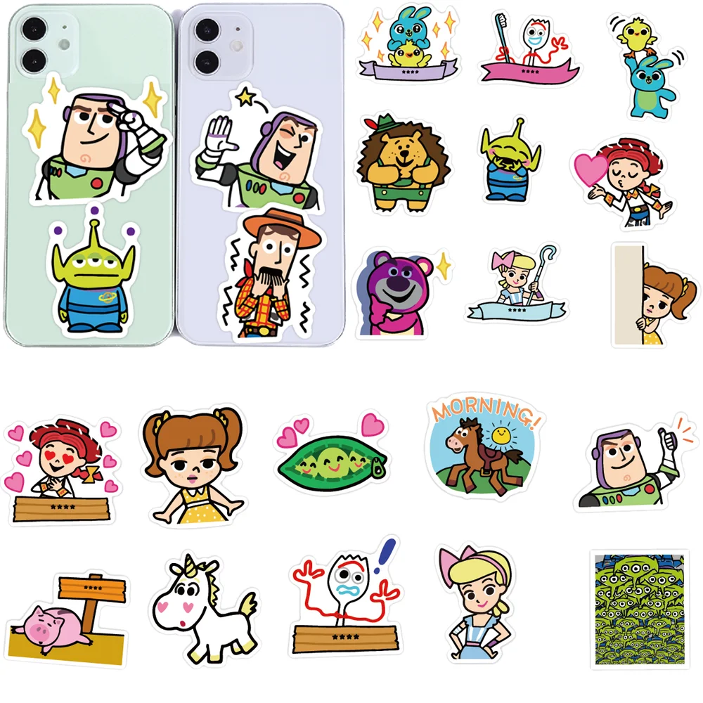 

50PCS Disney Toy Story Woody Sticker Buzz Lightyear DIY Phone Fridge Laptop Sticker Baby Shower Decoration Classic Toys Gift