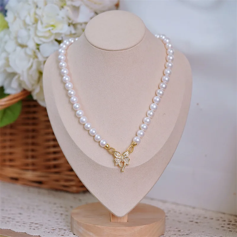 1 Piece Copper Plated Zirconium High Quality Butterfly Pearl Necklace Bracelet Buckle DIY Jewelry Making Materials Accessories