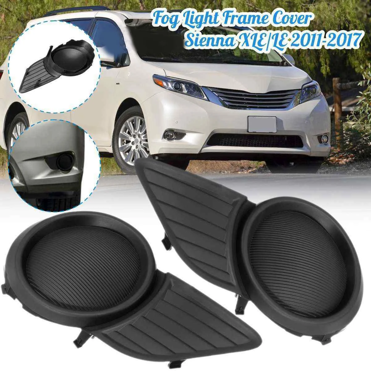 Front Grills Fog Lights Cover Lamp Frame Trim for Toyota Sienna Base XLE LE ONLY 2011 2012 2013 2014 2015 2016 2017