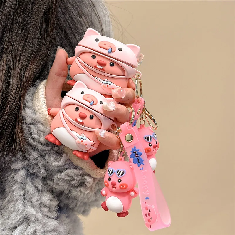 

Cartoon Pink Loopies With pendant For AirPods 1 2 3 Case AirPods Pro 2 Case IPhone Earphone Accessories Air Pod Silica gel Cover