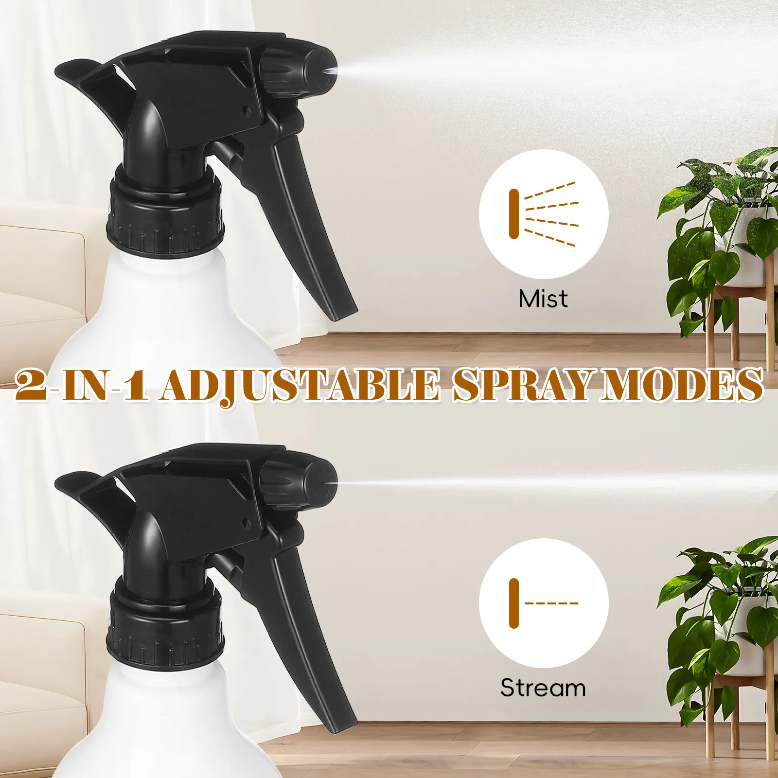 10Pcs Black Adjustable Trigger Spray Nozzles - Replacement Spray Bottle Heads for Standard 28/400 Neck Bottles,Garden & Cleaning view 3