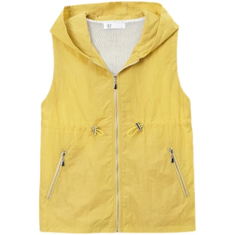 Frühling Sommer Frauen Casual Mit Kapuze Weste Mantel Ärmellose Jacke Feste Dünne Kurze Weste Weibliche Oberbekleidung frauen Kleidung