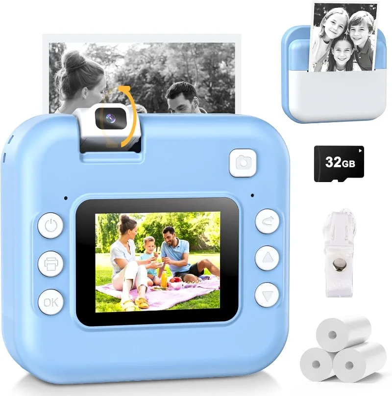 

Kids Camera Instant Print - Digital Camera with Flip Lens,Instant Print Photos for Toddlers HD Selfie 1080P Video