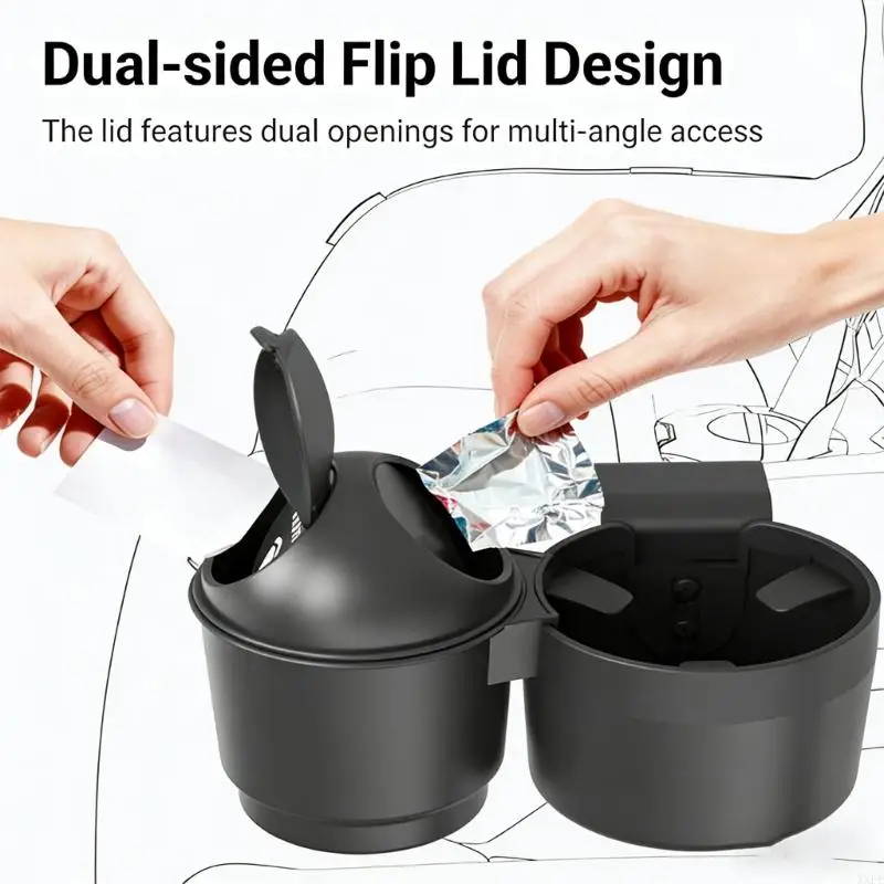 New 2-in-1 Baby Safety Car Cup Holder with Detachable Trash Can Portable Travel Child Bottle Snacks Holder with Lid