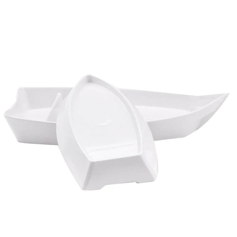 2Pcs Creative Boat Style Cuisine Dish Snack Dessert Sushi Sashimi Boat Tray Hotel Food Seafood Plate