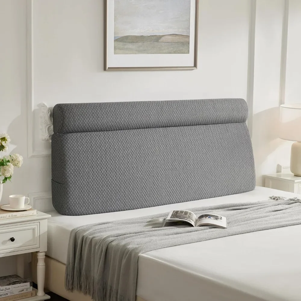 

Wedge Pillow Headboard, Triangle Headboard Pillow, Memory Foam Backrest for Bed, Long Back Rest Pillow, Grey