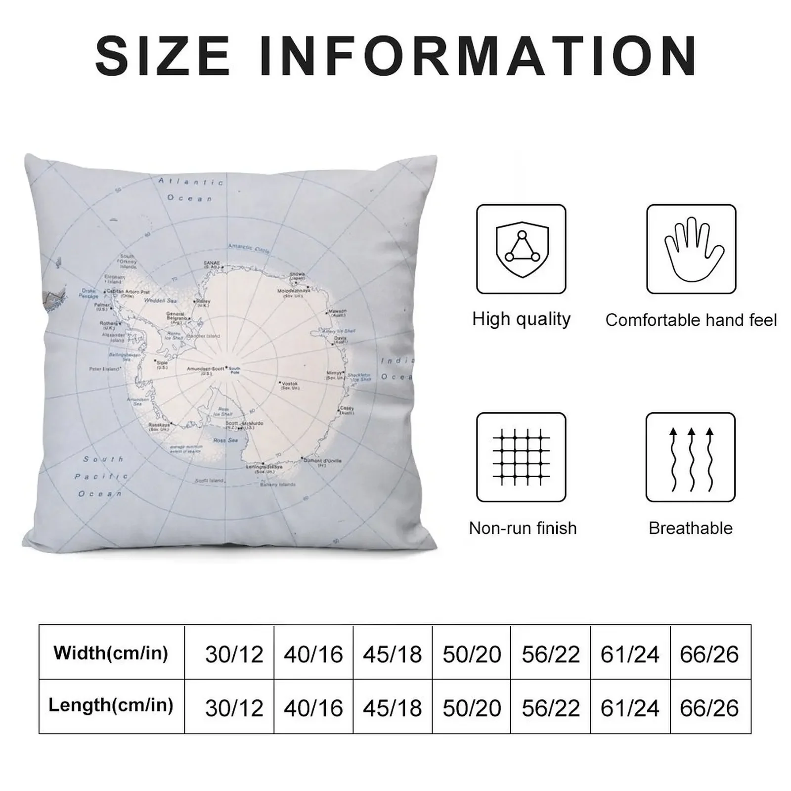 Map of the Antarctic Region (1982) Throw Pillow Decorative Cushion Custom Cushion Photo pillow