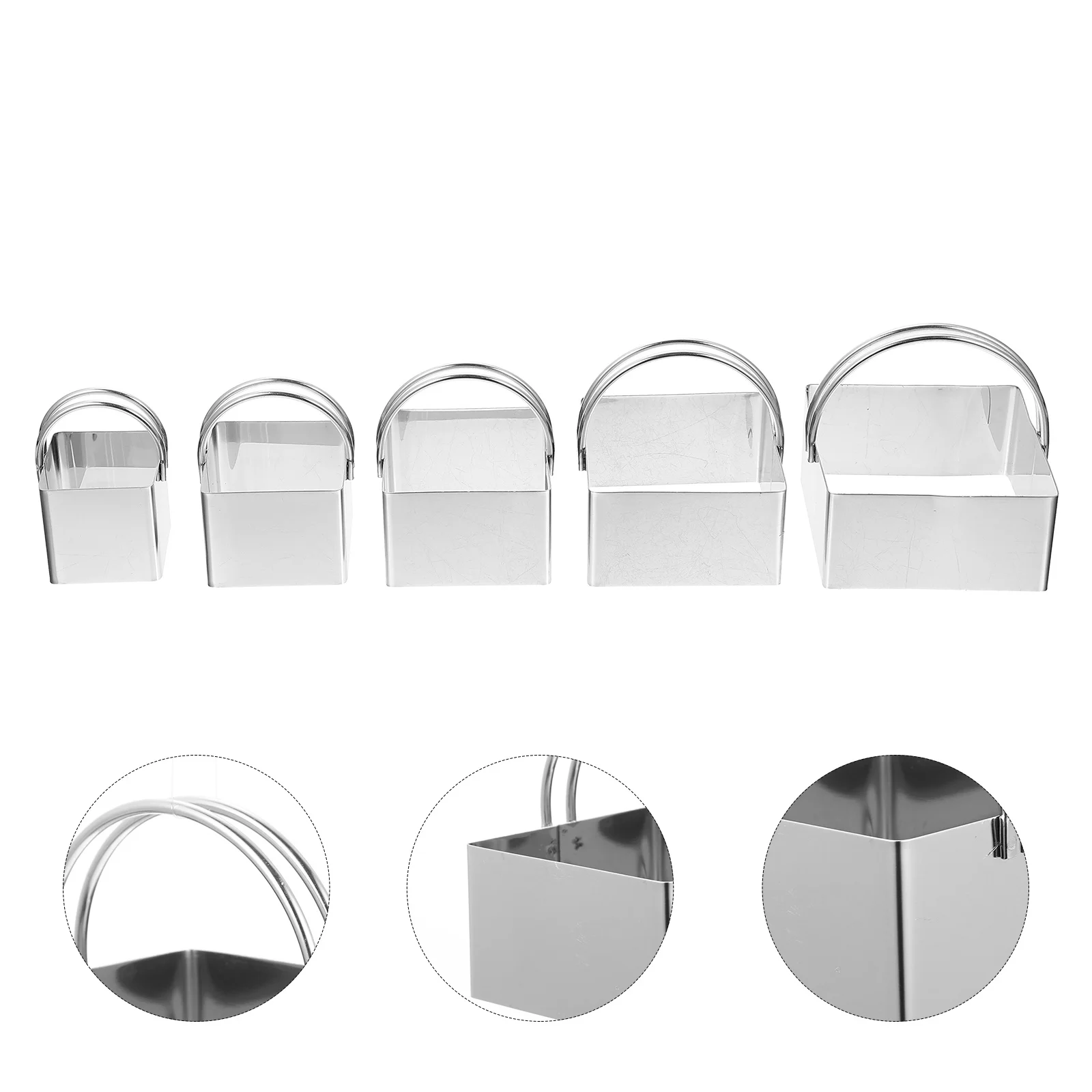 

5Pcs Stainless Steel Mousse Ring Square Baking Mold Non-Stick Cookie Shapes for Home Restaurant Cake Shop Resistant