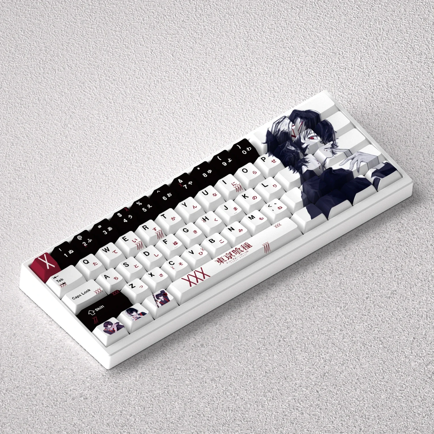 PBT Keycaps JUZO SUZUYA 73 Keys Dye Sub Cherry Height Blue Comic Anime Tokyo Ghoul 60% 65% 68% Mechanical Keyboard Mad 60he