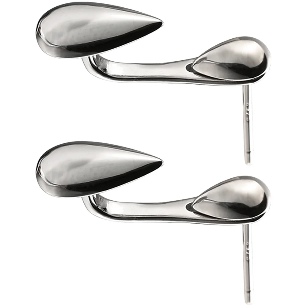 

2 Pcs Sterling Silver Earrings Glossy Teardrop for Teen Girls Nice Women Korean Luxury Jewelry Women's Fashion