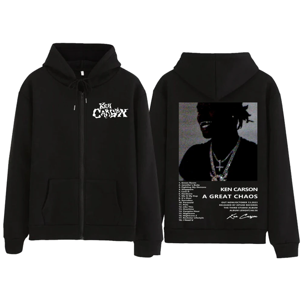 Ken Carson Chaos World Tour 2024 Zip Up Hoodie Zipper Hoodies Coat Gift