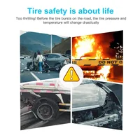 TPMS Tire Pressure Monitoring System Car Safety Alarm System Wireless Solar&USB Powered 4 Sensors with Color Digital Display 7