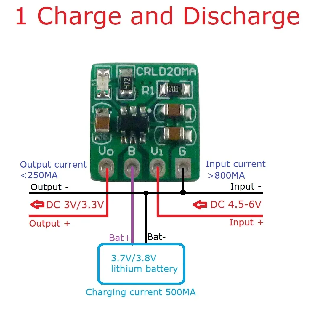 Automatic Charging Discharging Module DC 5V to 4.2V Battery Charger & DC 3.7V 3.8V to 3.3V 3V LDO Converter 18650 Li-Ion Li-Poly