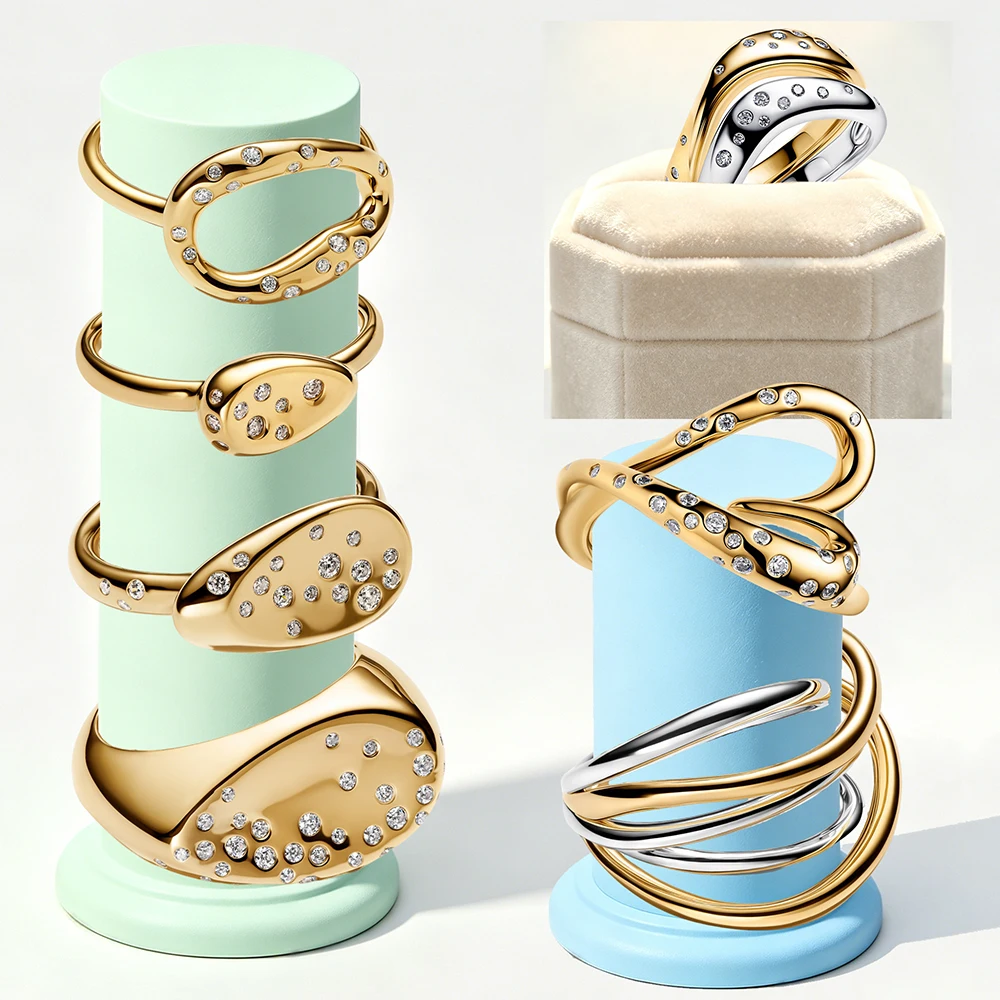 

2026 New 925 Silver Hot Selling Sparkling Love Multi Loop Wrapped Logo Ring Showcases Exquisite DIY Charm Jewelry Tools