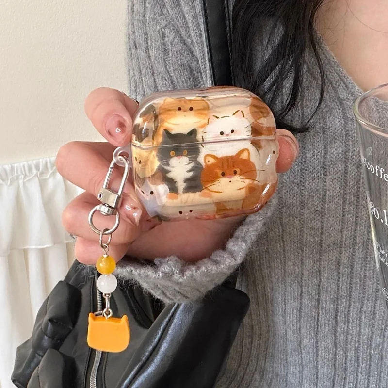 Funda para auriculares con diseño de gato de dibujos animados Kawaii para Apple Airpods 4, 3, 2 Pro 3, funda con dije, fundas bonitas para auriculares de silicona para Airpod Pro3 Gen