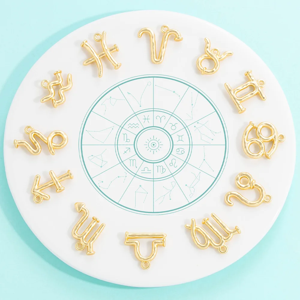 Pingentes artesanais DIY para os 12 signos do zodíaco, colares, brincos, pingentes e acessórios
